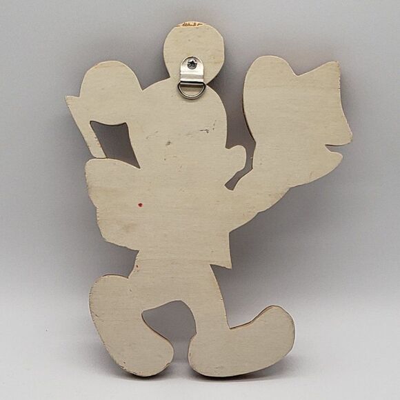 Intarsia Wood Vintage 1980s Carved Mickey Mouse Top Hat & Cane Wall Hanging - Picture 11 of 15